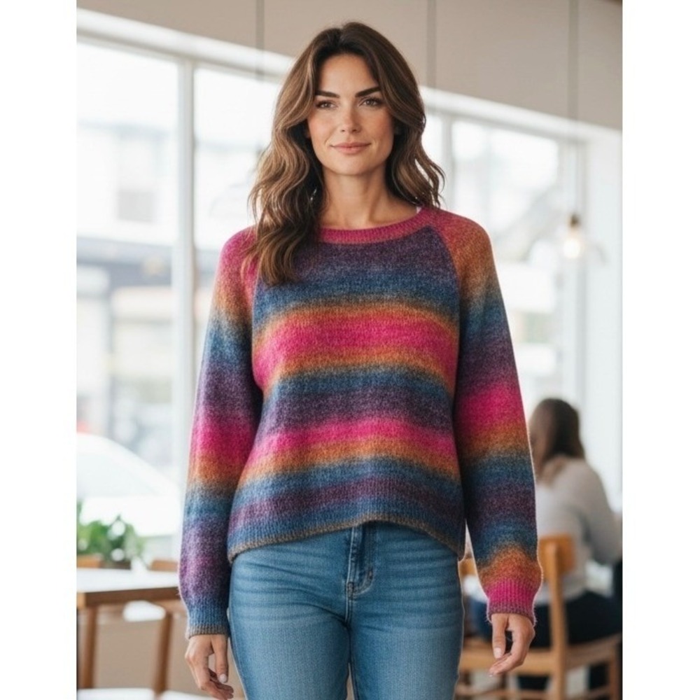 BB DAKOTA STEVE‎ MADDEN Multicolor Stripe Raglan Sweater Size L